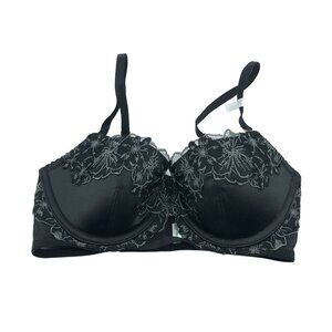 Aerie Black Balconette Bra With Lace Detail 32C